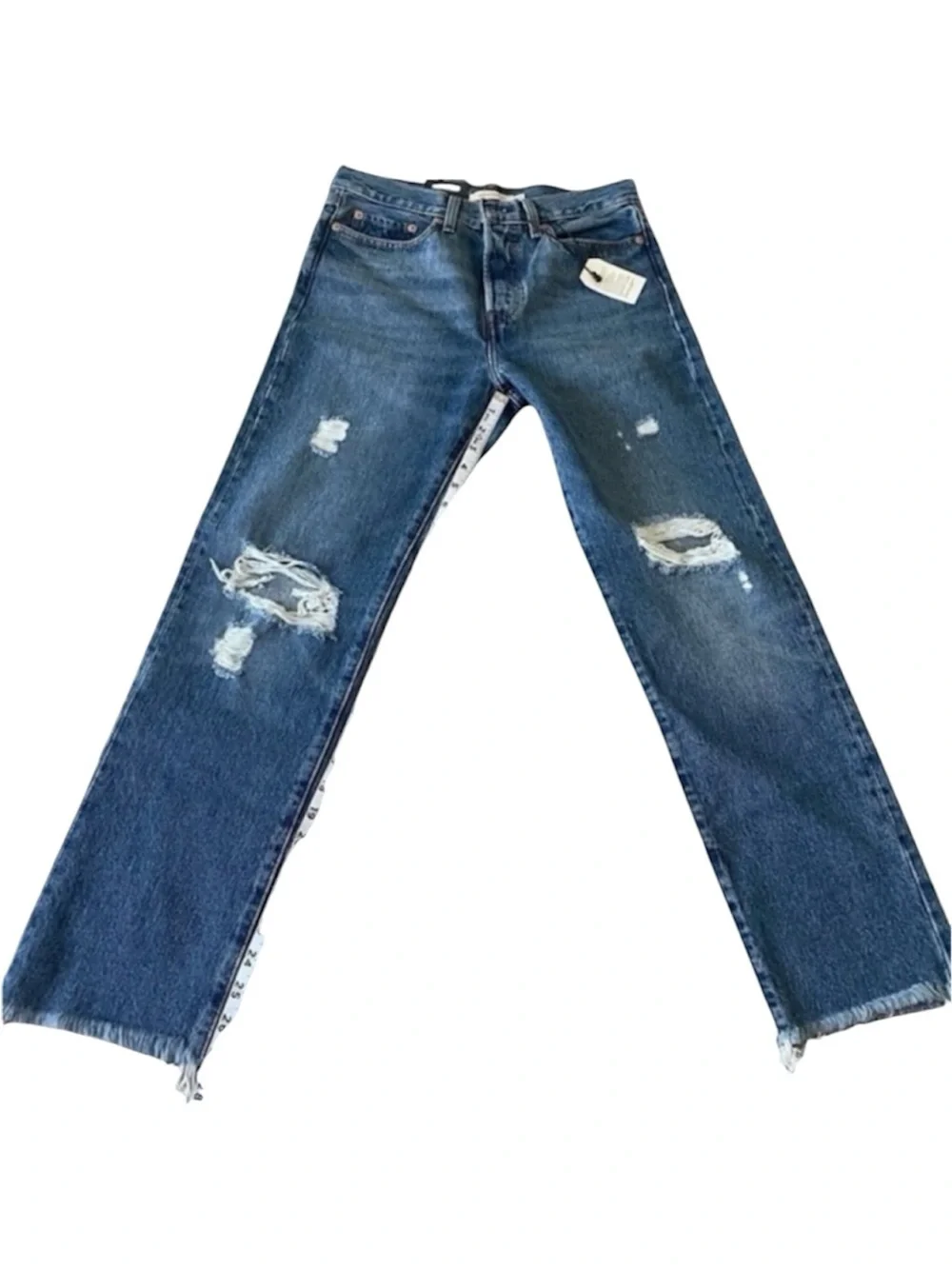 New LEVI’S High Rise Distressed Wedge Straight Leg Denim Jeans